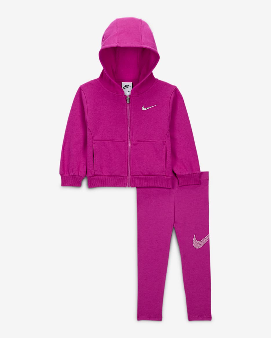 Conjunto de sudadera con gorro de cierre completo y leggings para bebe 12 24 meses Nike Shine. Nike